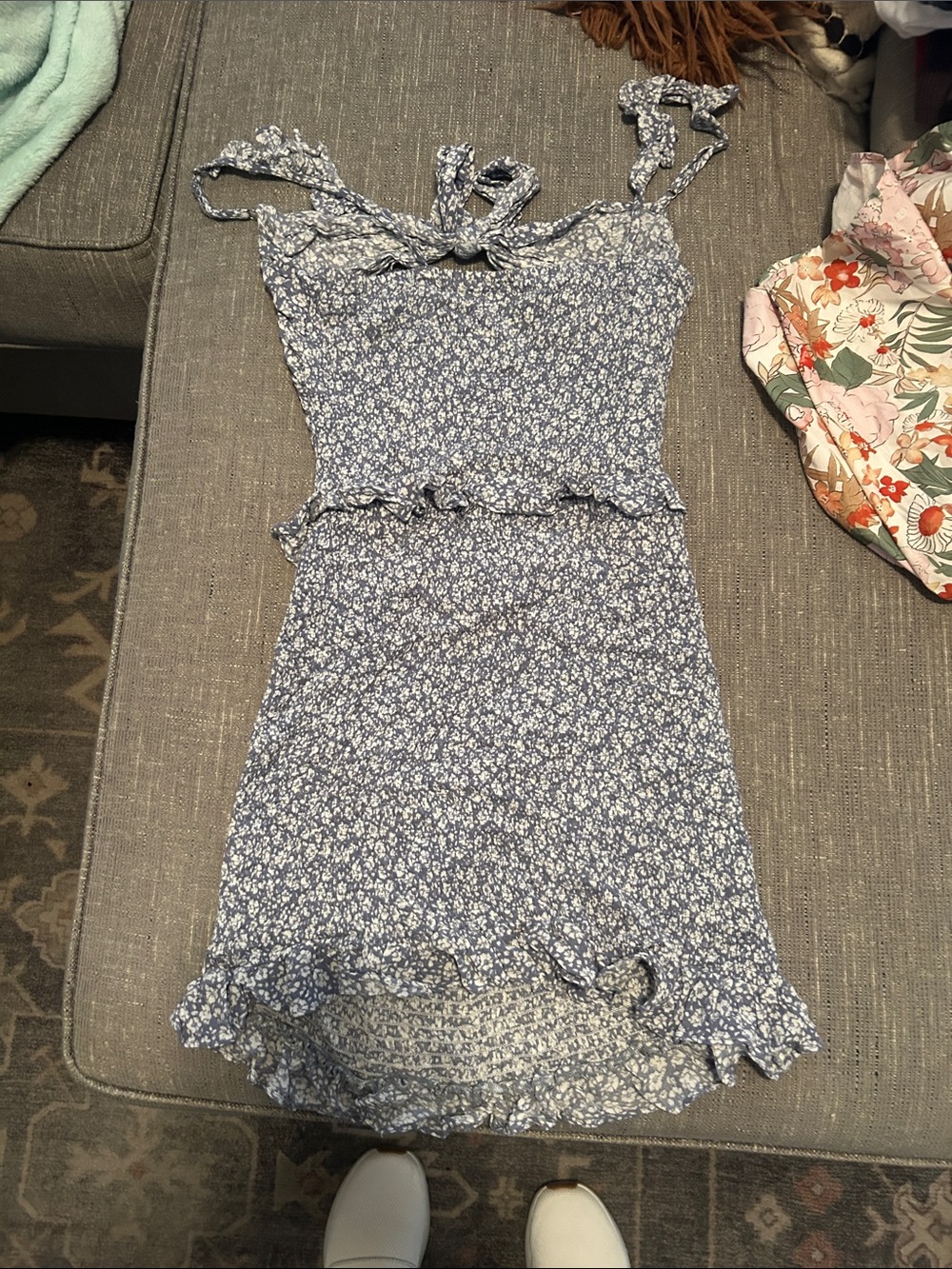 Promesa Blue Floral Mini Dress